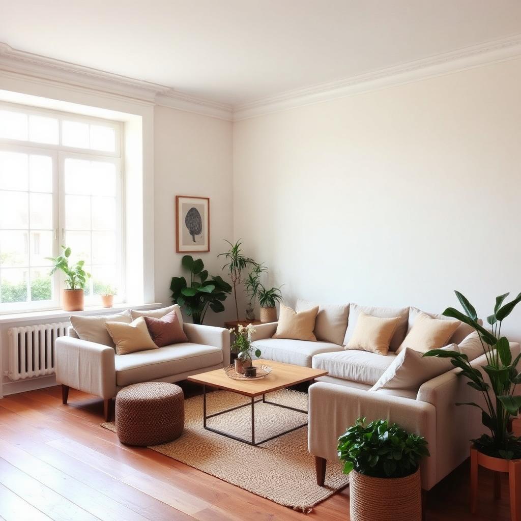 Welcoming living room with natural light and neutral tones